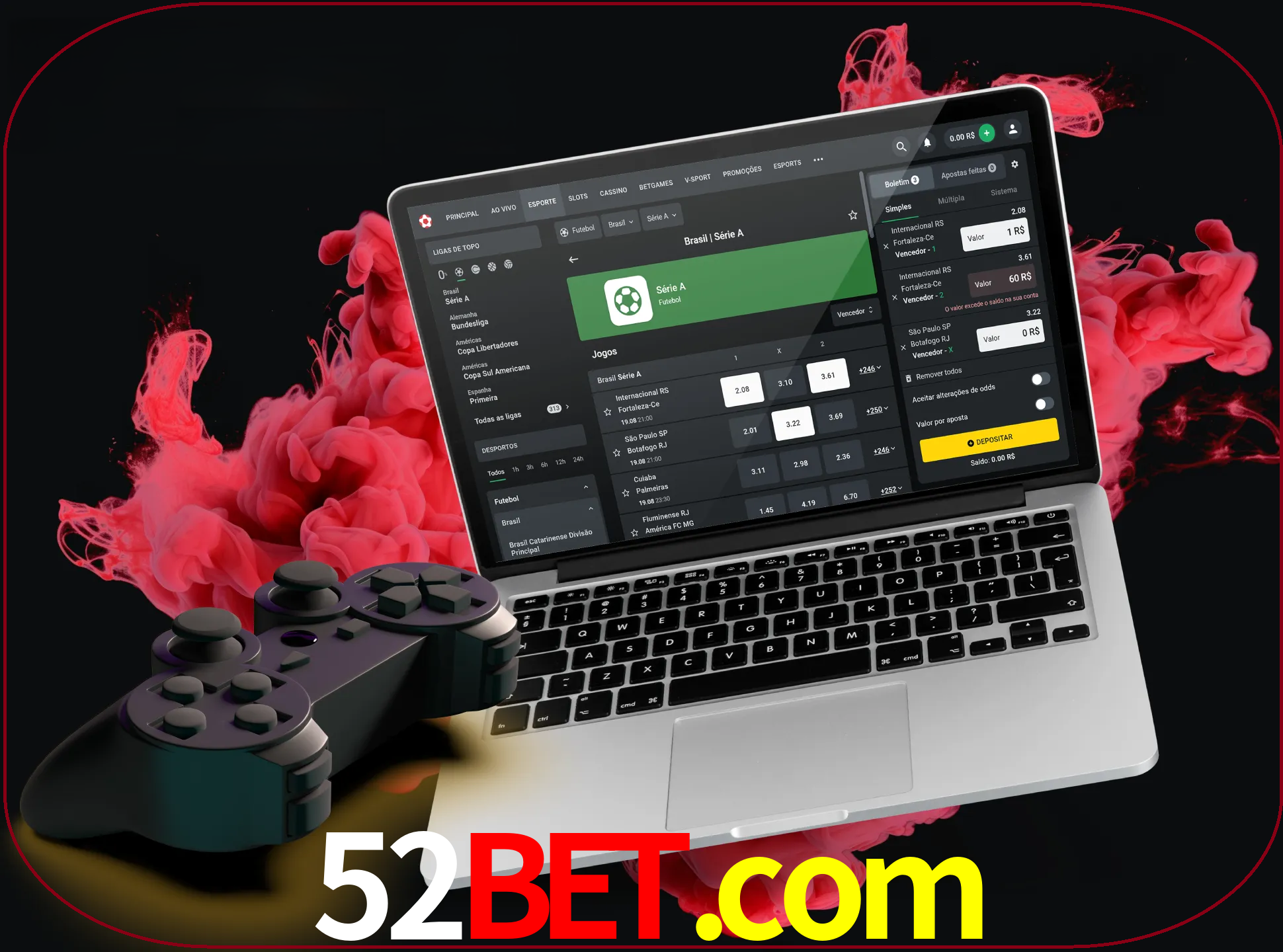 Visite a secção especial de jogos de vídeo em 52bet para descobrir em que jogos pode apostar e ganhar muito dinheiro.